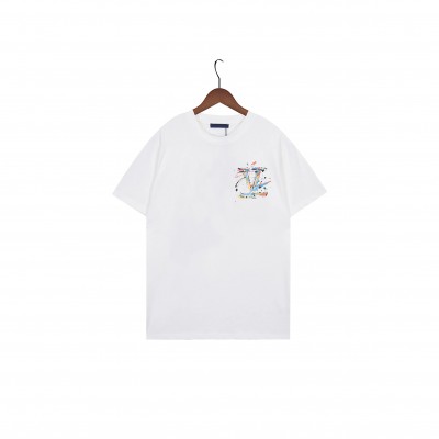 LOUIS VUITTON HAND-PAINTED LOGO PRINT SHORT-SLEEVED T  